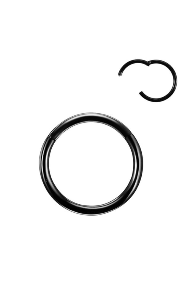 Siyah Renk Cerrahi Çelik Tragus Helix Piercing Küpe 1 Adet Tam Tur Piercing ( Beden Seçenekli)