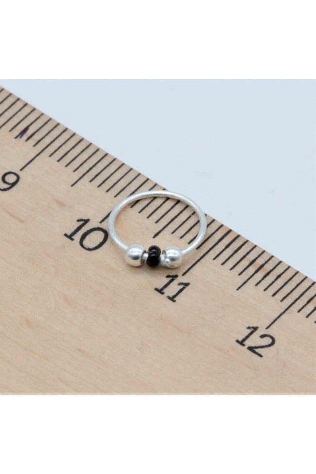 Siyah Toplu Halka | 925 Ayar Gümüş Tekli Hızma | Minimalist Burun Piercing | Kadın Takı Aksesuar