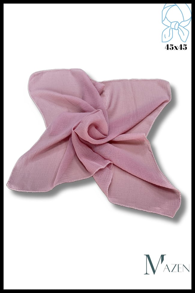 Soft Pembe |kare Şifon Fular 45x45 | Boyun Çanta Pantolon Bilek Aksesuarı | Düz Renk Şık Fular