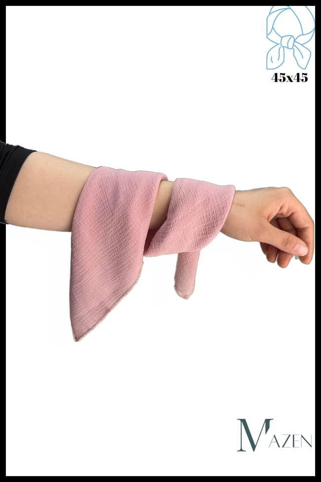 Soft Pembe |kare Şifon Fular 45x45 | Boyun Çanta Pantolon Bilek Aksesuarı | Düz Renk Şık Fular