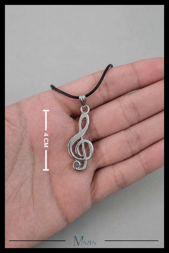Sol Anahtarı Figürlü Gümüş Renk Unisex Notalı Kolye Ucu Müzik Temalı Tasarım
