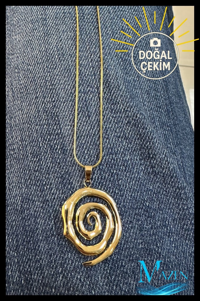 Spiral Model Altın Kaplama Çelik Kolye | 316L Stainless Steel | Dayanıklı Şık Tasarım | Aksesuar