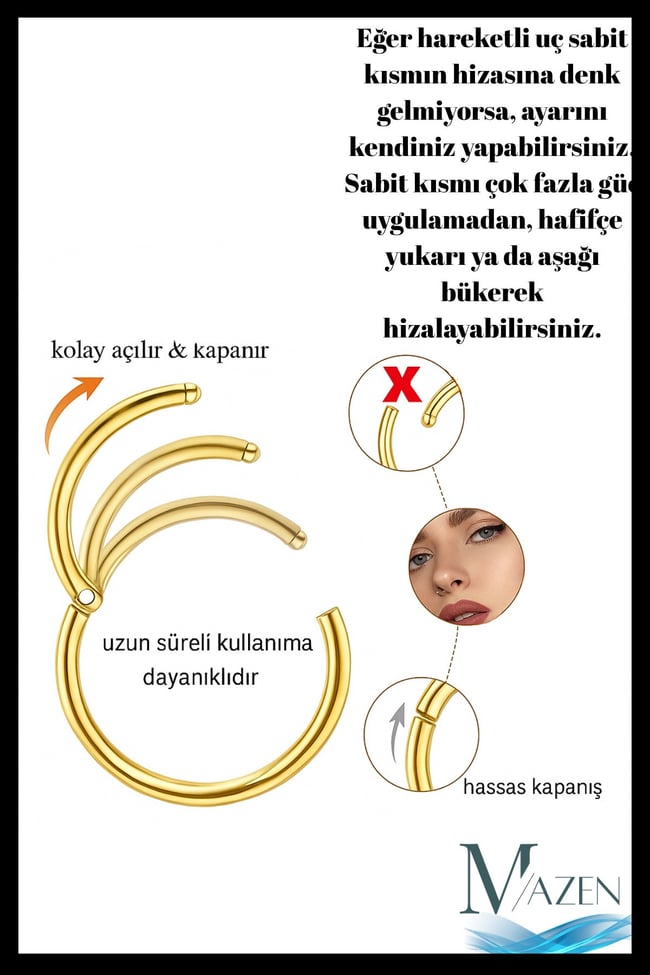 Tam Halka Piercing | 316l Çelik | Kararmaz | Tragus Helix Kıkırdak | Hologramlı Neon | Bedenli