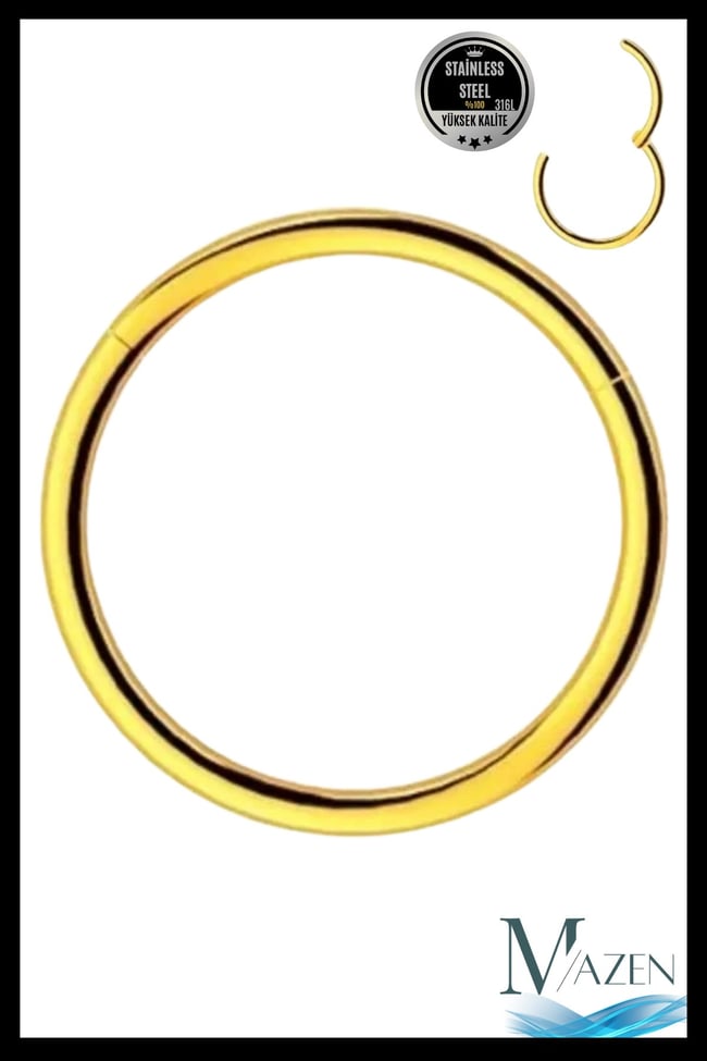 Tam Halka Piercing | 316l Cerrahi Çelik | Kararmaz | Tragus Helix Kıkırdak | Gold | Beden Seçenekli