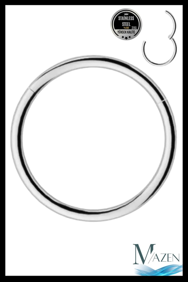 Tam Halka Piercing | 316l Cerrahi Çelik | Kararmaz | Tragus Helix Kıkırdak | Gümüş | Beden Seçenekli