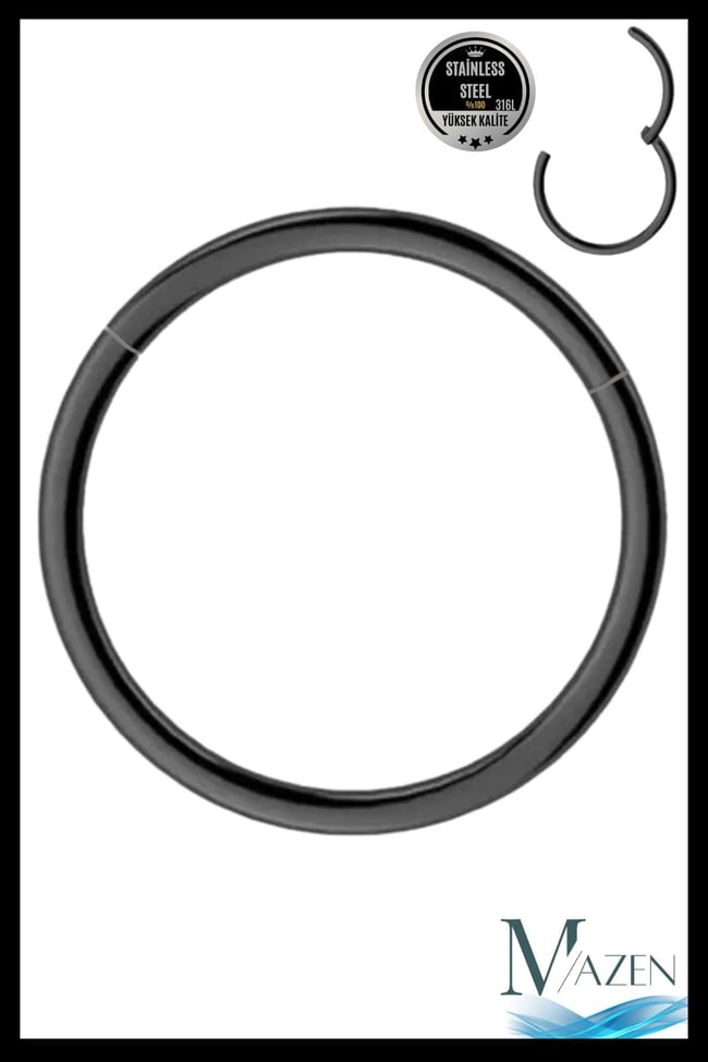 Tam Halka Piercing | 316l Cerrahi Çelik | Kararmaz | Tragus Helix Kıkırdak | Siyah | Beden Seçenekli