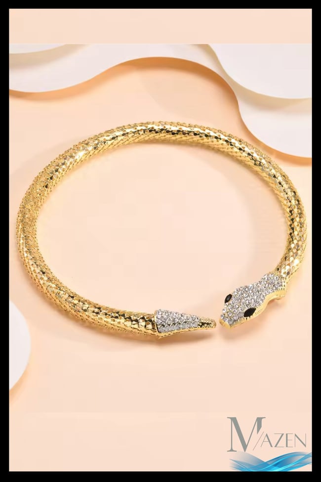 Taş Detaylı Yılan Figürlü Choker Kolye | Işıltılı Özel Tasarım | Kadın Aksesuar | Tamamlayıcı Ürün