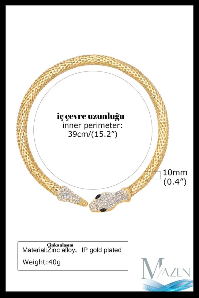 Taş Detaylı Yılan Figürlü Choker Kolye | Işıltılı Özel Tasarım | Kadın Aksesuar | Tamamlayıcı Ürün