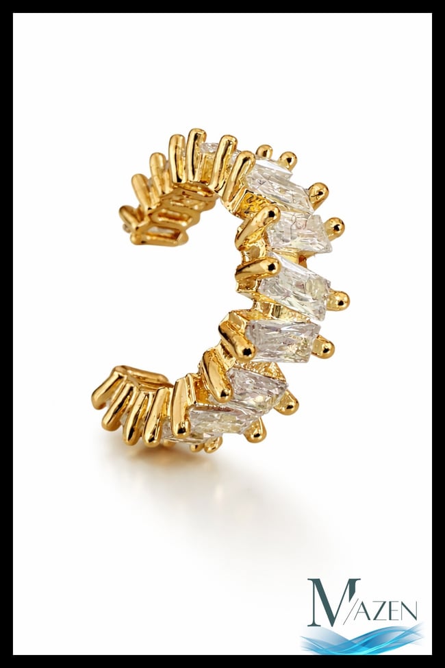 Taşlı Ayarlanabilir Ear Cuff | Deliksiz Kıkırdak Küpesi | Gold Renk Kadın Aksesuar