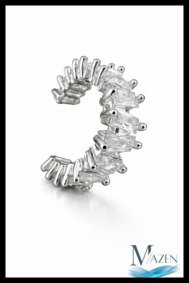 Taşlı Ayarlanabilir Ear Cuff | Deliksiz Kıkırdak Küpesi | Gümüş Renk Kadın Aksesuar