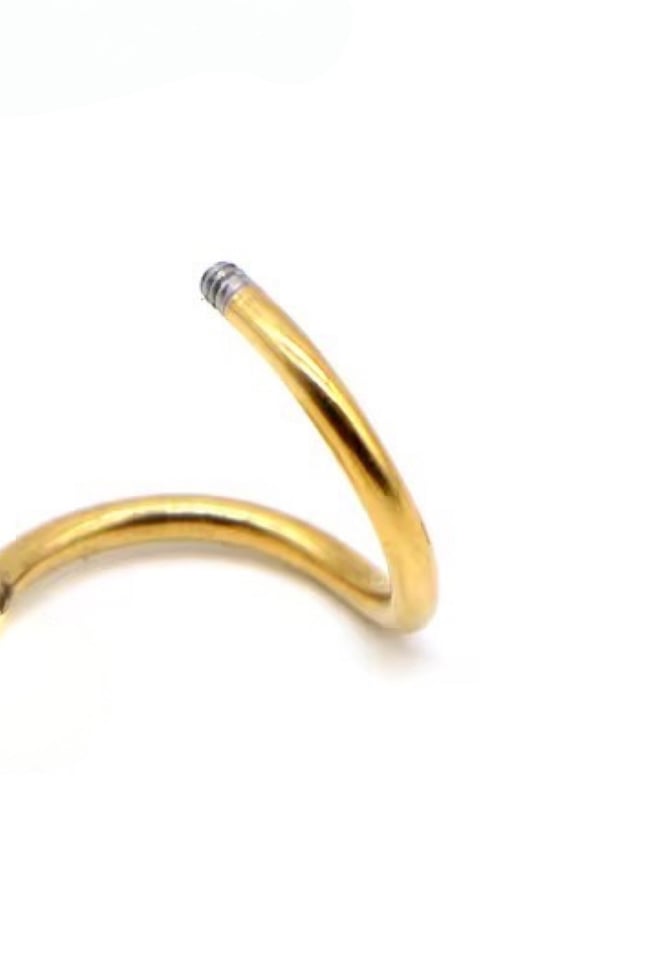 Taşlı Cerrahi Çelik Spiral Burgulu Kıkırdak Dudak Piercing Gold Renk