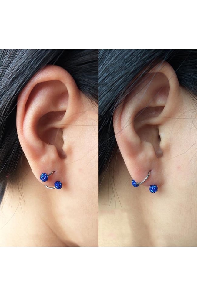 Taşlı Cerrahi Çelik Spiral Burgulu Kıkırdak Dudak Piercing Gold Renk