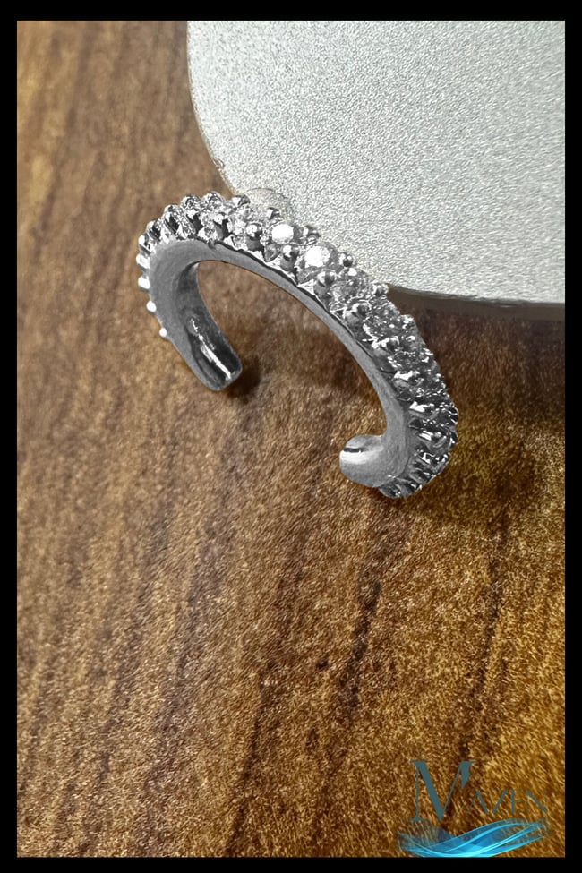 Taşlı Halka Kıkırdak Küpe | Earcuff | Kadın Takı Aksesuar | Delik Gerektirmeyen