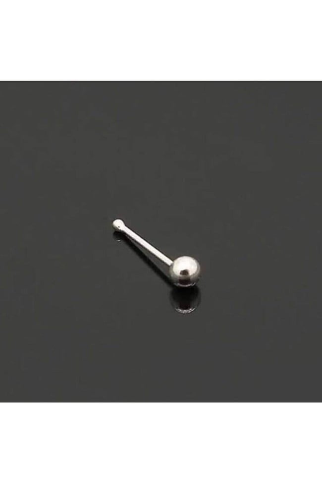 Top Uçlu Hızma Burun Piercing | 925 Ayar Gümüş | Gümüş Renk | Minimal Takı 1 Adet