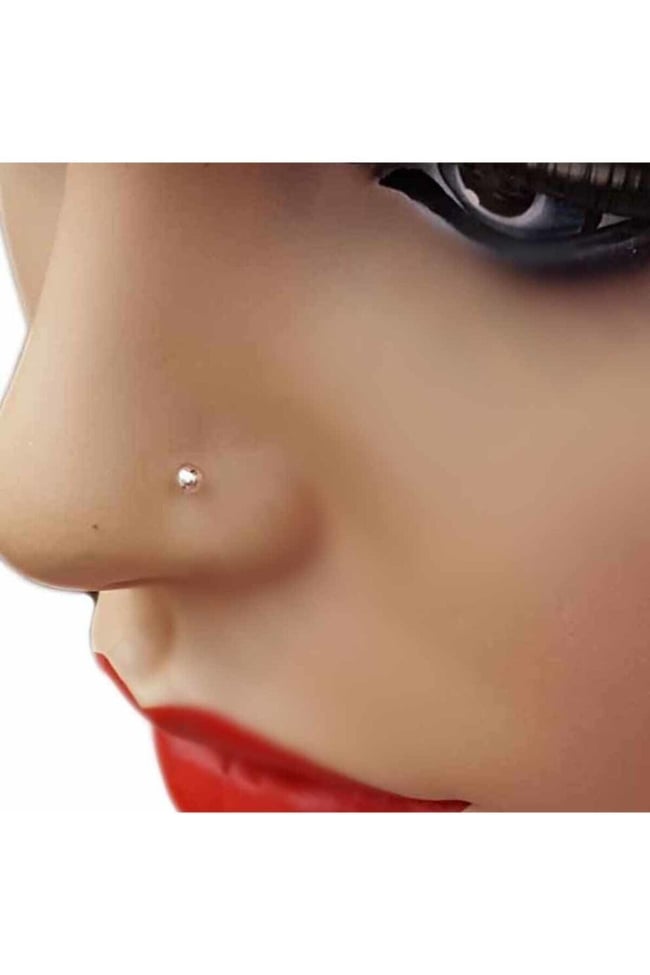 Top Uçlu Hızma Burun Piercing | 925 Ayar Gümüş | Gümüş Renk | Minimal Takı 1 Adet