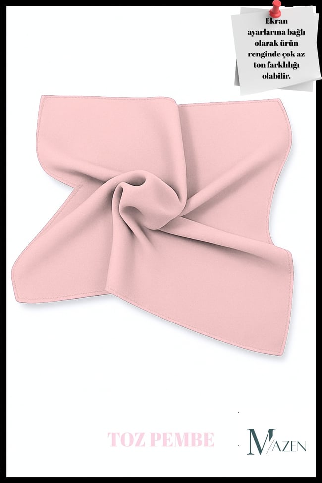 Toz Pembe |kare Şifon Fular 45x45 | Boyun Çanta Pantolon Bilek Aksesuarı | Düz Renk Şık Fular