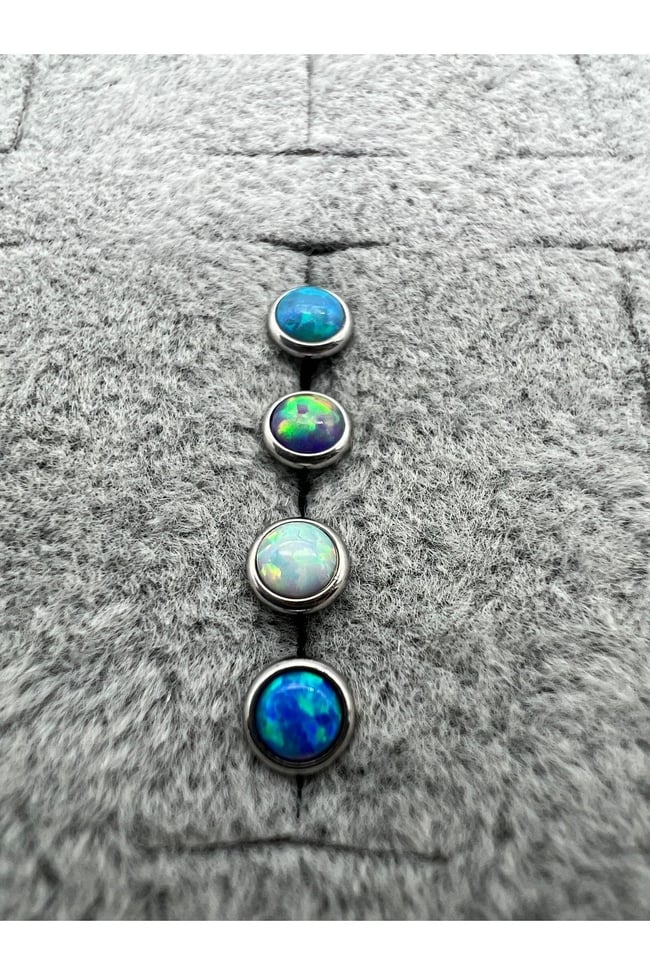 Turkuaz Opal Taşı Cerrahi Çelik Tragus Helix Piercing Küpe Bir Adet 6 Mm