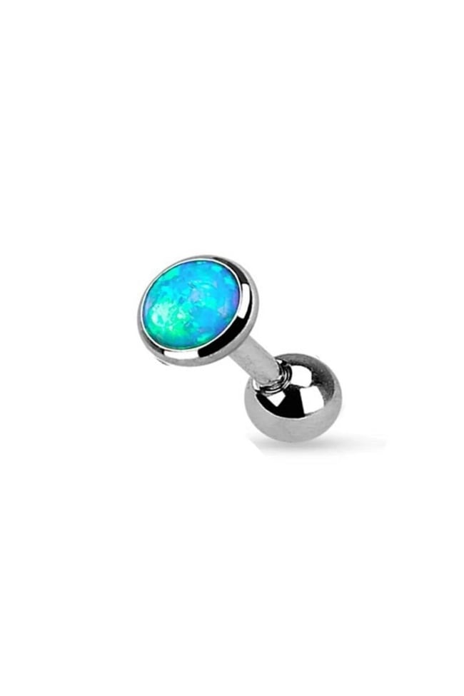 Turkuaz Opal Taşı Cerrahi Çelik Tragus Helix Piercing Küpe Bir Adet 6 Mm