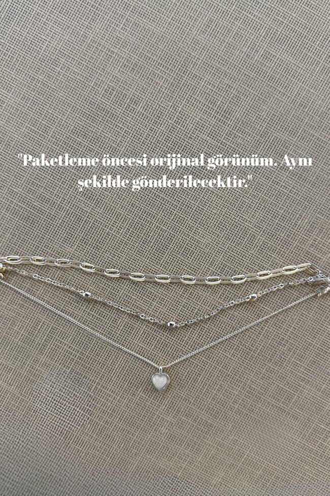 Üçlü Kombin Gümüş Renk Bileklik | Ay Uçlu Zincir Detaylı | Kadın Takı | Bileklik Kombini