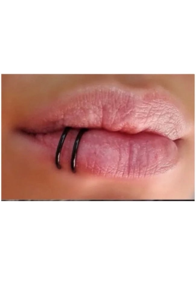 Unisex Çelik Dudak Piercing 316 L Siyah Renk