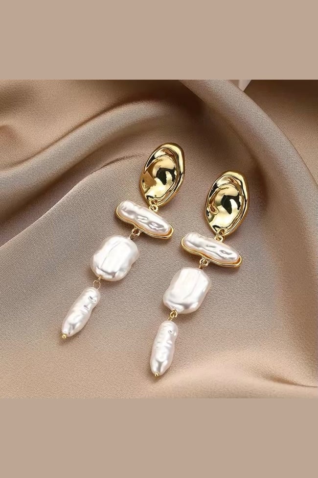 VIP Sallantılı Barok Vintage Tasarım İnci Küpe