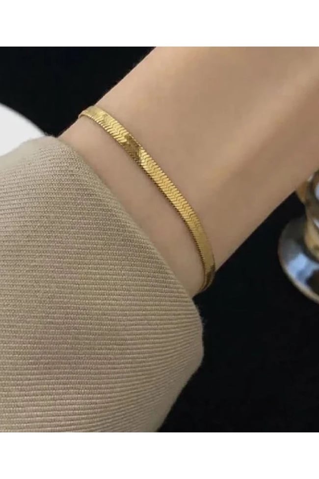 Yassı İtalyan Zincirli Çelik Kararmaz Bileklik