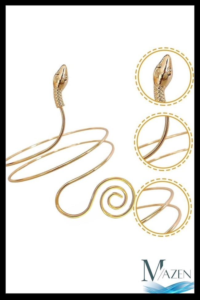 Yılan Figürlü Kadın Pazu Bilekliği | Ayarlanabilir Spiral Kol Aksesuarı | Şık Metal Model