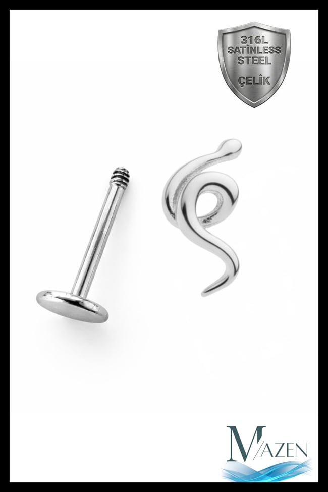 Yılan Figürlü Tragus Helix Piercing | 316L Çelik | Gold Renk