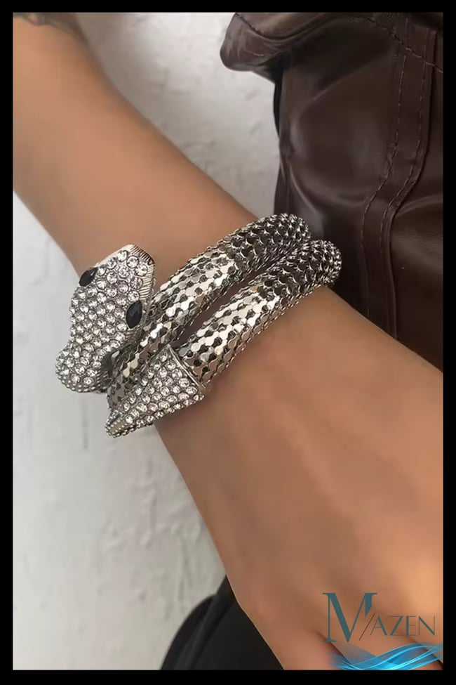 Yılan Model Sarmal Bileklik | Bilekten Dirsek Altına Uygun | Ayarlanabilir Metal | Kadın Aksesuar
