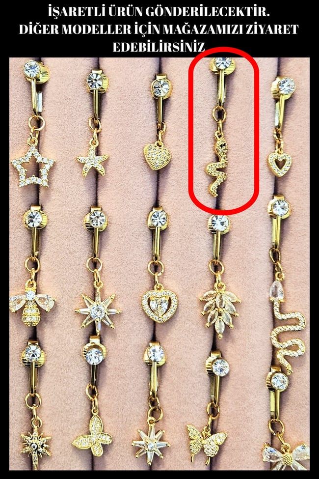 Yılan Model Sıkıştırmalı Çelik Göbek Piercing | Hafif ve Rahat | Delik Gerektirmeyen Model