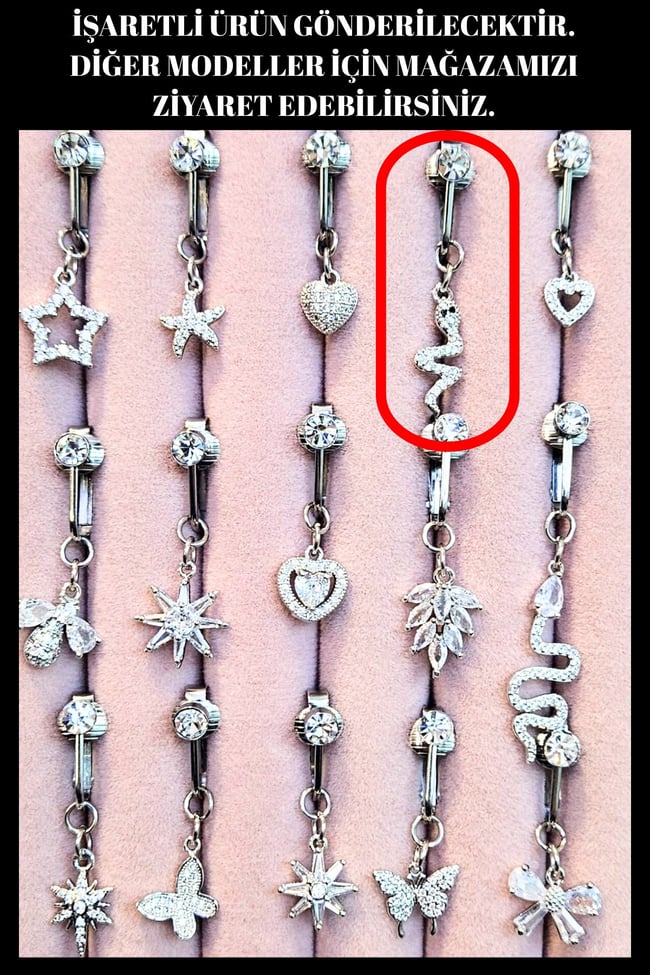 Yılan Model Sıkıştırmalı Çelik Göbek Piercing | Hafif ve Rahat | Delik Gerektirmeyen Model