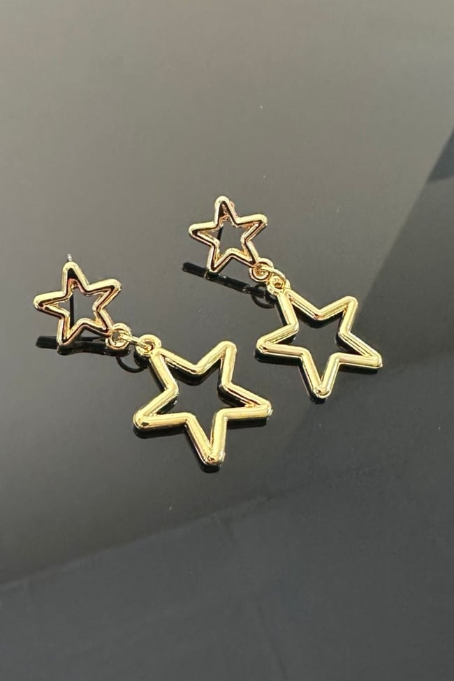 Yıldız Sallantılı Tasarım Küpe Özel Kaplama 4 cm