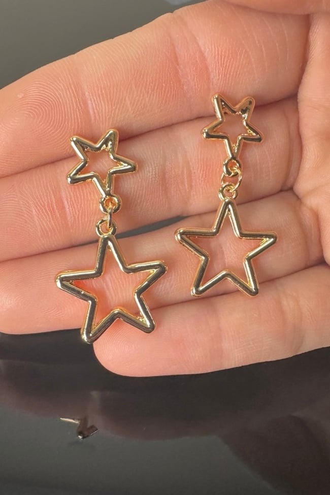Yıldız Sallantılı Tasarım Küpe Özel Kaplama 4 cm