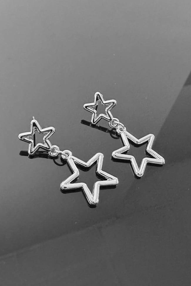 Yıldız Sallantılı Tasarım Küpe Özel Kaplama 4 cm