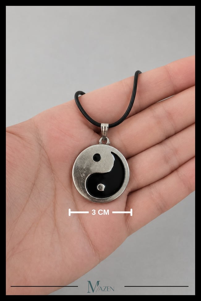 Yin Yang Sembollü Siyah Antik Gümüş Renk Unisex Kolye Ucu Uzak Doğu Tasarım