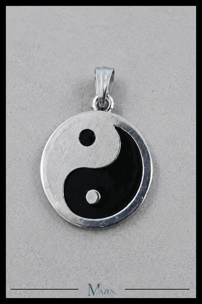 Yin Yang Sembollü Siyah Antik Gümüş Renk Unisex Kolye Ucu Uzak Doğu Tasarım