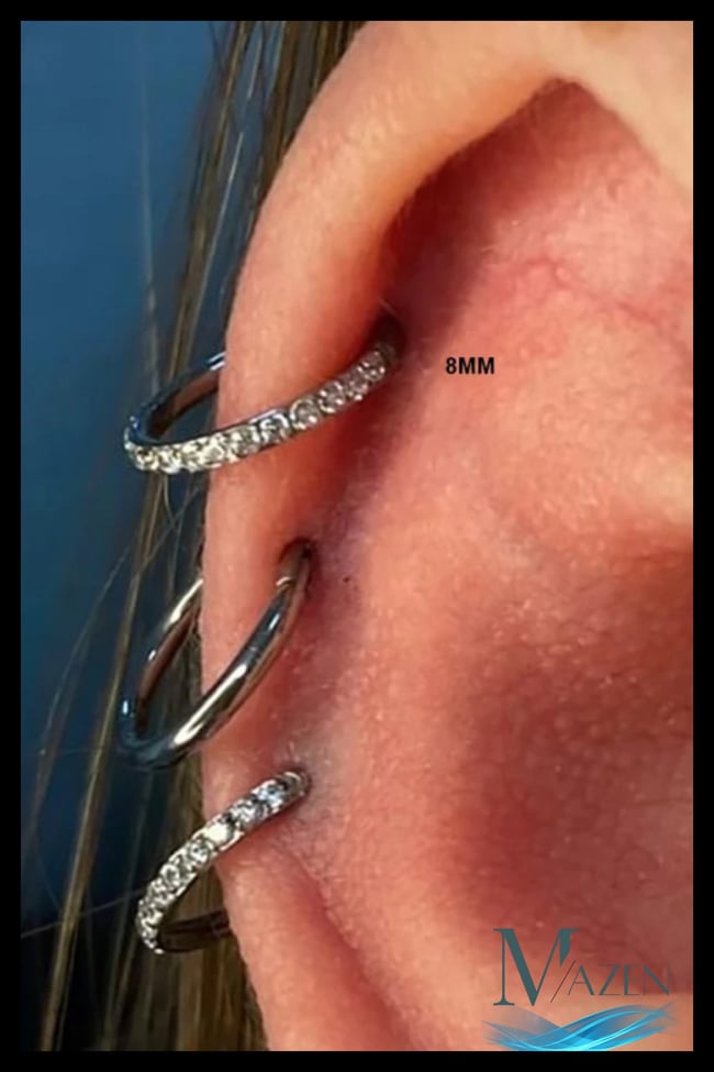 Zirkon Taşlı 1 mm İnce Bar | Tam Tur Halka Klipsli Piercing | Cerrahi Çelik | ( Beden Seçiniz)