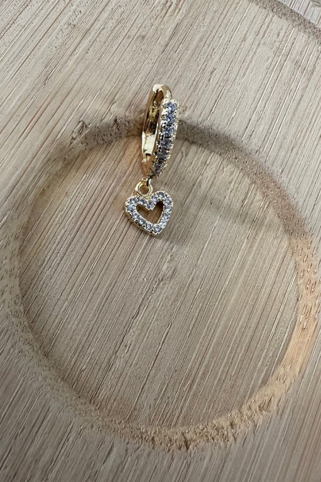Zirkon Taşlı Minik Kalp Sallantılı Kıkırdak Küpe 1 ADET 8 MM