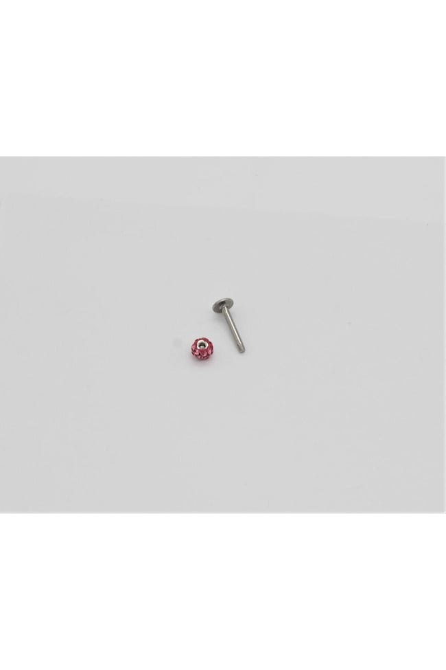 Zirkon Taşlı Piercing | 8 Mm Fuşya | Kararmaz Çelik | Kıkırdak Tragus Dudak | Tek Toplu
