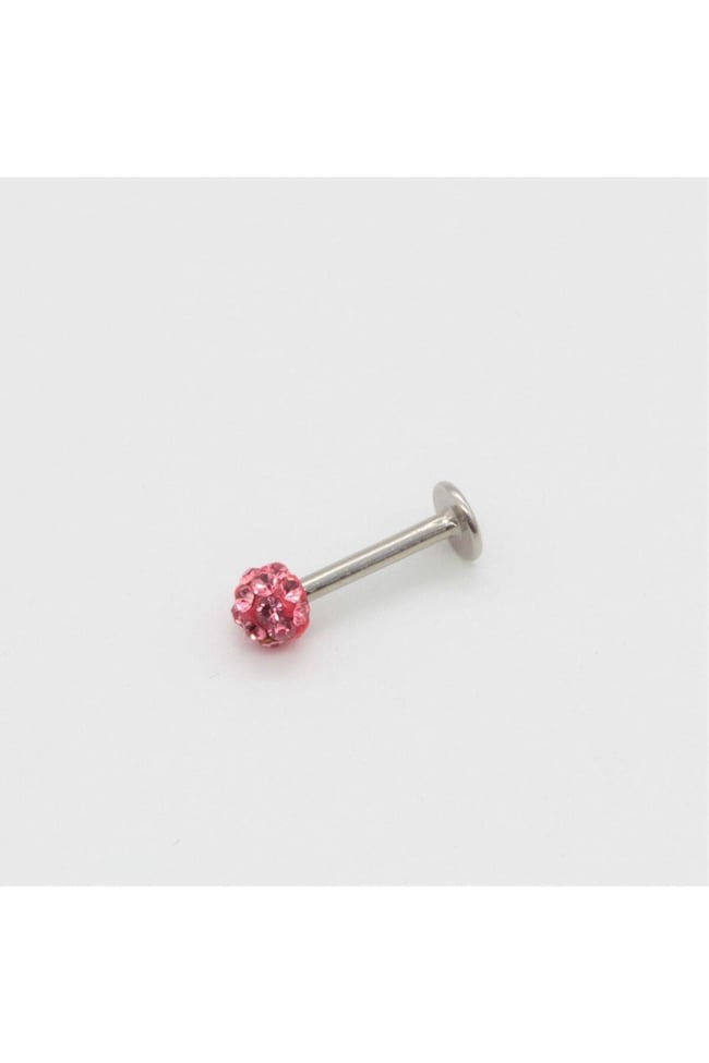 Zirkon Taşlı Piercing | 8 Mm Fuşya | Kararmaz Çelik | Kıkırdak Tragus Dudak | Tek Toplu