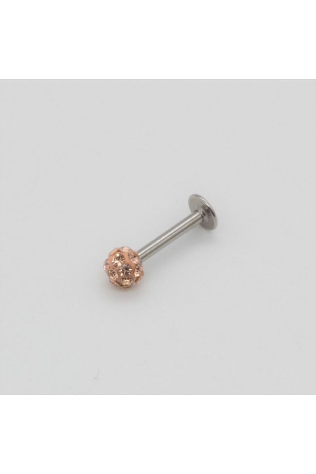 Zirkon Taşlı Piercing | 8 Mm Kapuçino | Kararmaz Çelik | Kıkırdak Tragus Dudak | Tek Toplu
