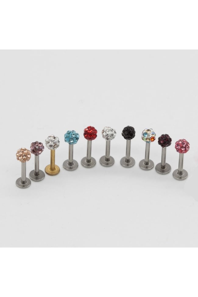 Zirkon Taşlı Piercing | 8 Mm Kapuçino | Kararmaz Çelik | Kıkırdak Tragus Dudak | Tek Toplu