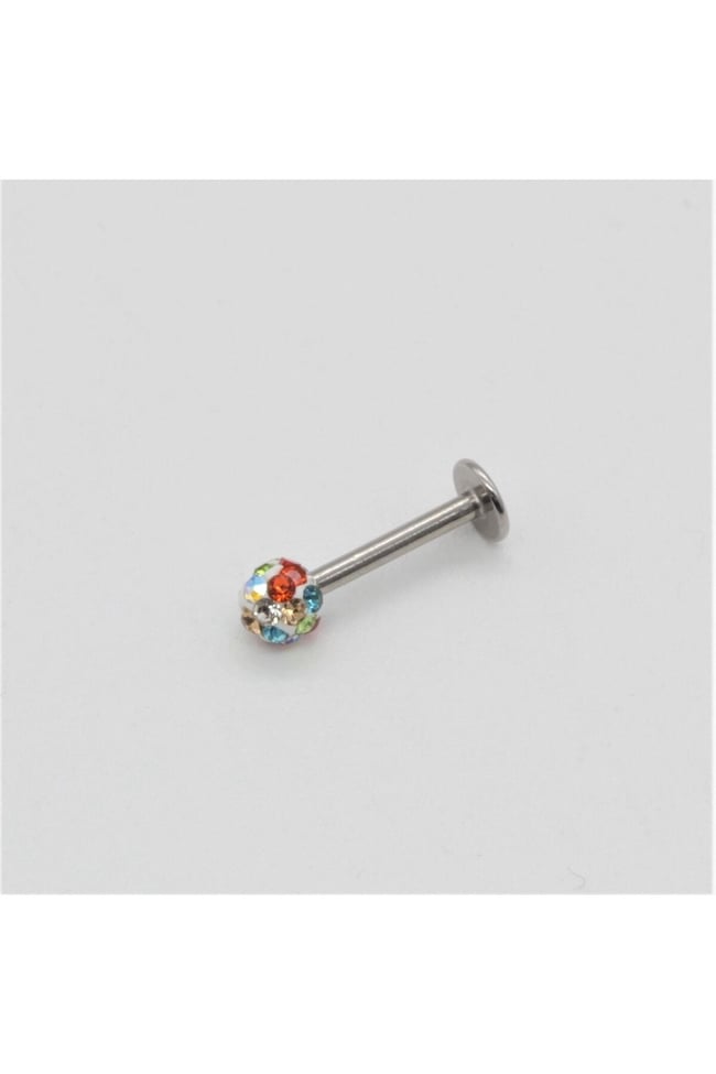 Zirkon Taşlı Piercing | 8 Mm Renkli | Kararmaz Çelik | Kıkırdak Tragus Dudak | Tek Toplu