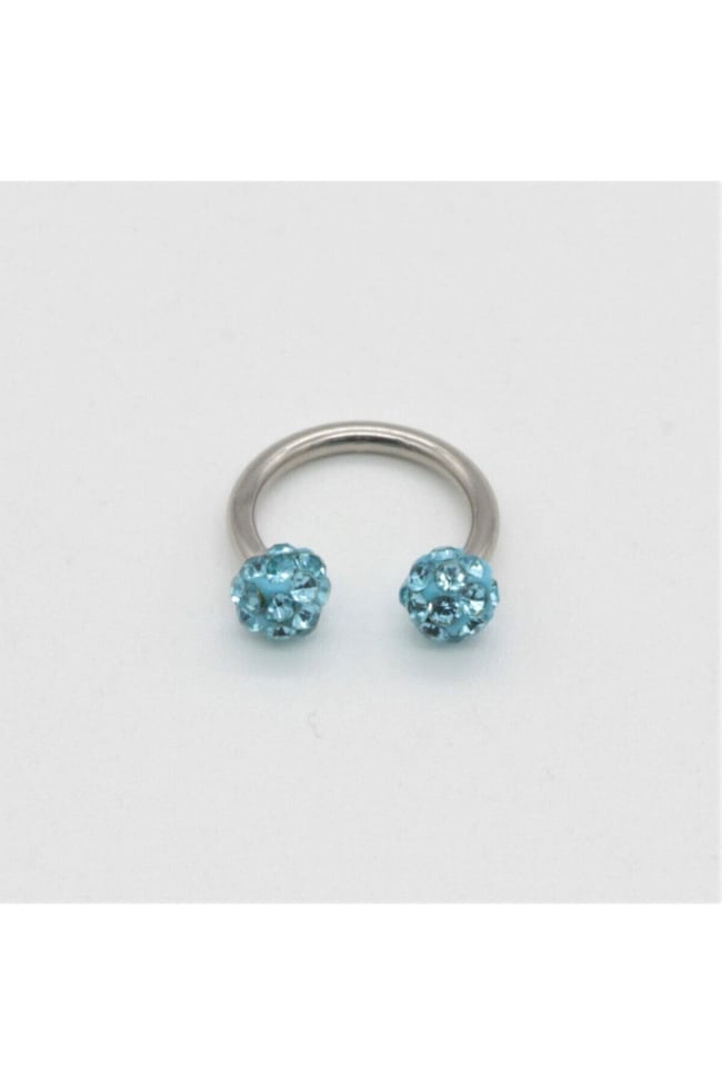 Zirkon Taşlı Piercing | 8 Mm Turkuaz | Kararmaz Çelik | Kıkırdak Tragus Dudak | Çift Toplu