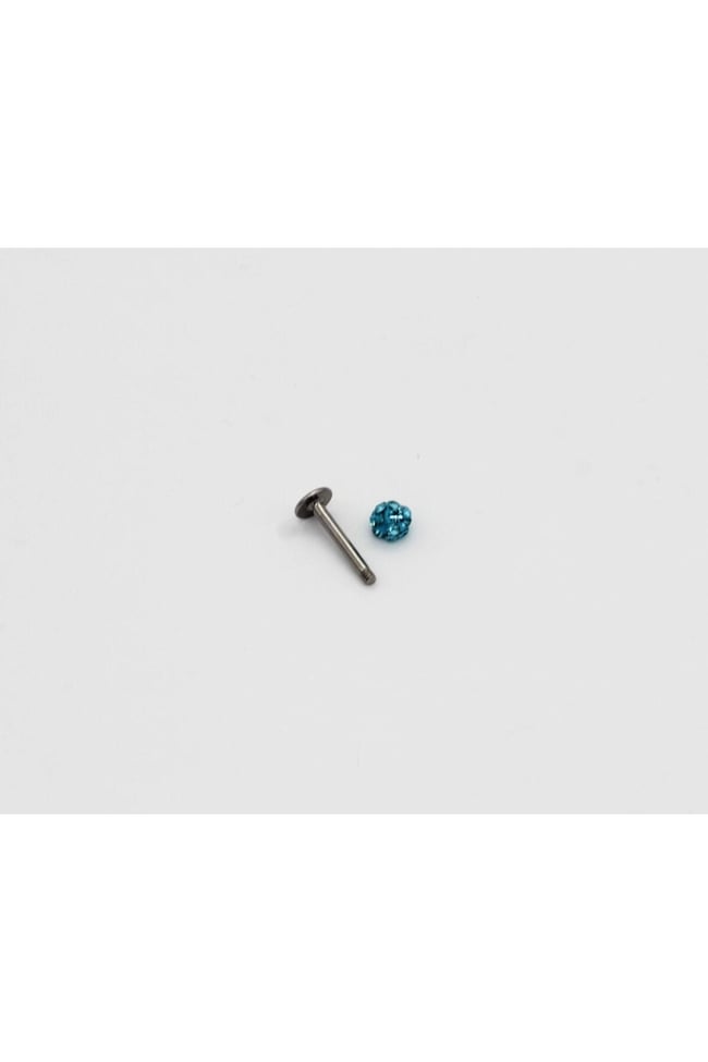 Zirkon Taşlı Piercing | 8 Mm Turkuaz | Kararmaz Çelik | Kıkırdak Tragus Dudak | Tek Toplu