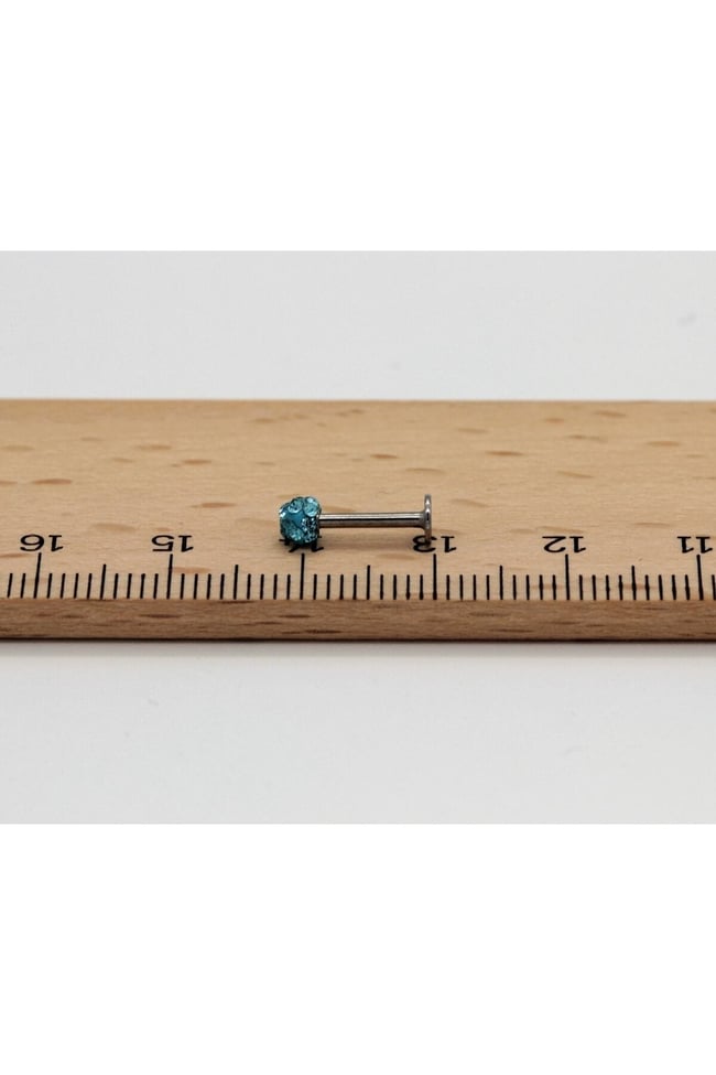 Zirkon Taşlı Piercing | 8 Mm Turkuaz | Kararmaz Çelik | Kıkırdak Tragus Dudak | Tek Toplu