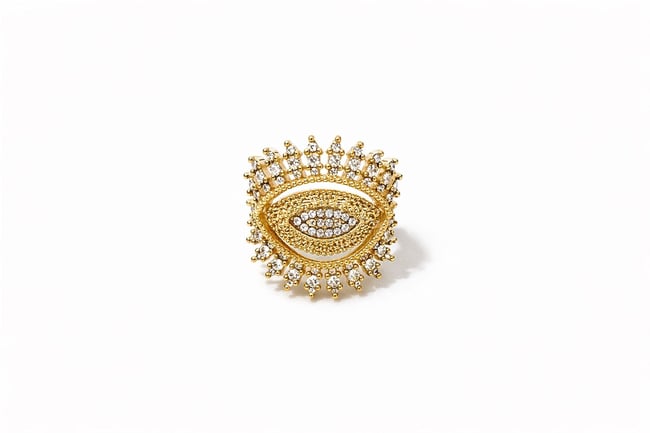 Beyaz Eye Zirkon Taşlı Gold Yüzük