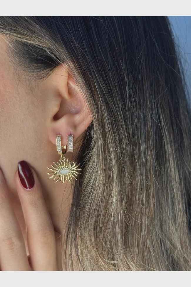 Gold Sunburst Drop Earrings Dainty Sparkly Dangle Earrings For Women