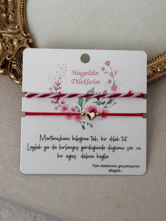 Marteniçka İkili Bileklik Kırmızı Kalp