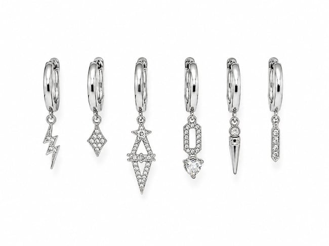 Özel Seri Silver Figürlü Charm Küpe Seti